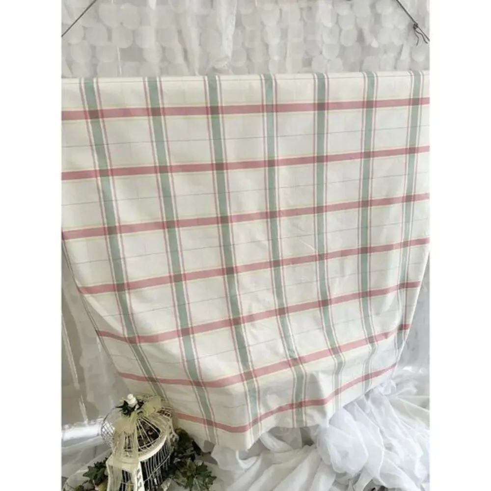 Vintage 90’s Pink Green Cream Yellow Plaid Fabric Cottage Country By The YARD